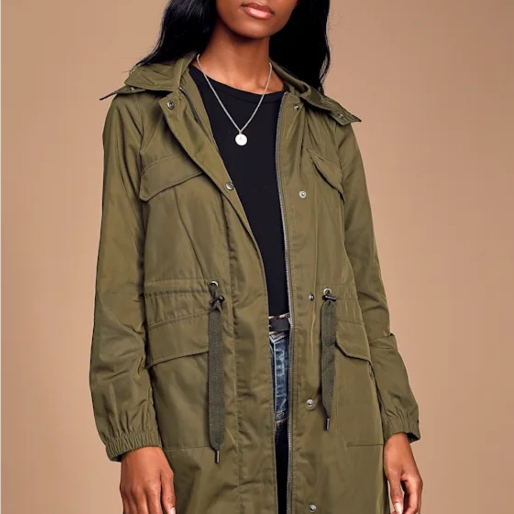 Olive Green Rain Coat - Picture 2 of 7